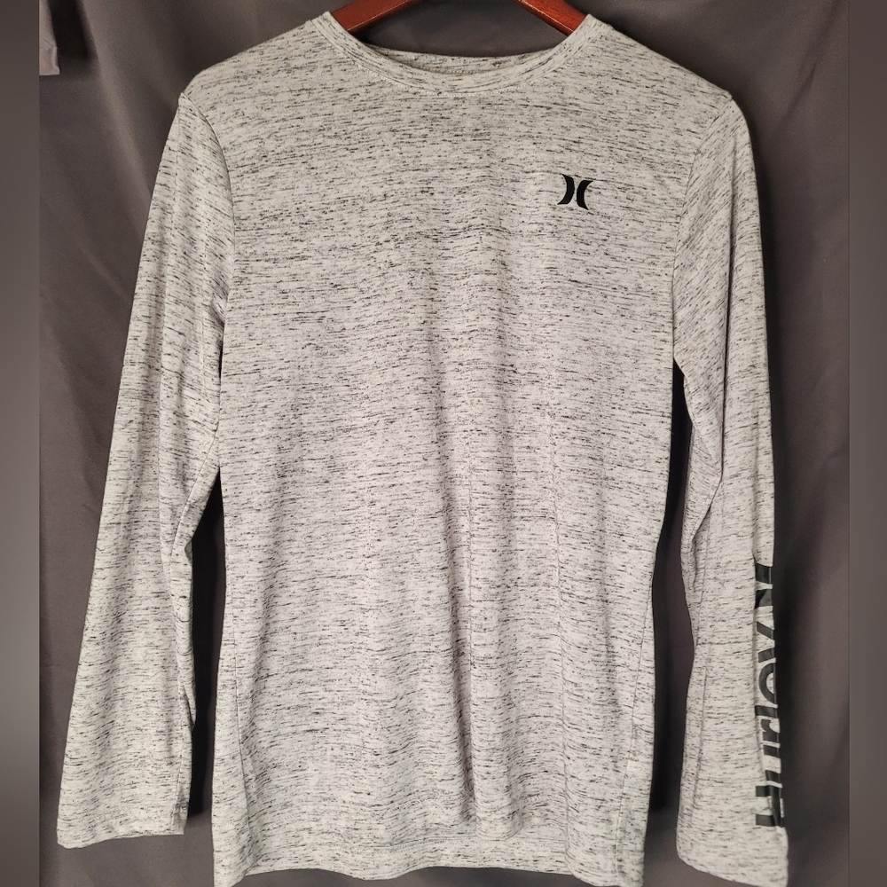 Hurley Shirt Boys Youth XL Long Sleeve Henley Logo Gray Pre-owned